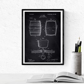 Nacnic BLACK - Pack with 4 blade PATENT WINE. Set posters with inventions and old patents. Choose the color you like. Printed on 250 grams