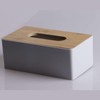 Tissue Box with Bamboo Wood Lid, Rectangular Tissue Dispenser Box,