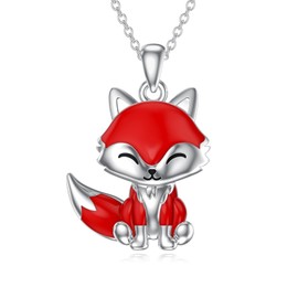 Shusukue Fox Necklace 925 Sterling Silver Fox Gifts Animal Jewelry for Women Teens