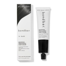 Bondbar Tinte Permanente En Crema 1N Negro Con Unión, Reparador Para Todo Tipo De Cabello, Vegano, Con Unión Incorporada, 58 Ml (2.05 Oz)