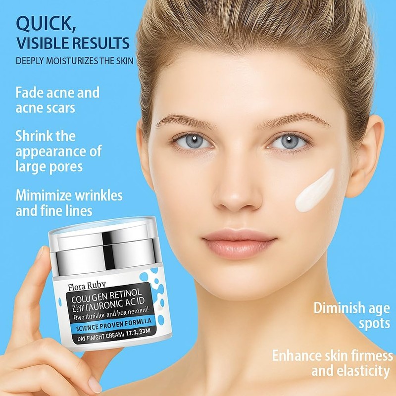Anti-Aging Face Moisturizer Cream. Infused with Collagen, Retinol, and Hyaluronic