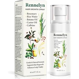 Natural Hair Growth Oil Spray: Rosemary Castor Batana Oil with Rice Water Lotion for Hair Thickening For Women 60ML