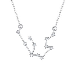 Clearine 925 Sterling Silver Astrology CZ Pendant Necklace for Women - Aquarius Constellation Zodiac 12 Horoscope Birthday Jewellery Gift