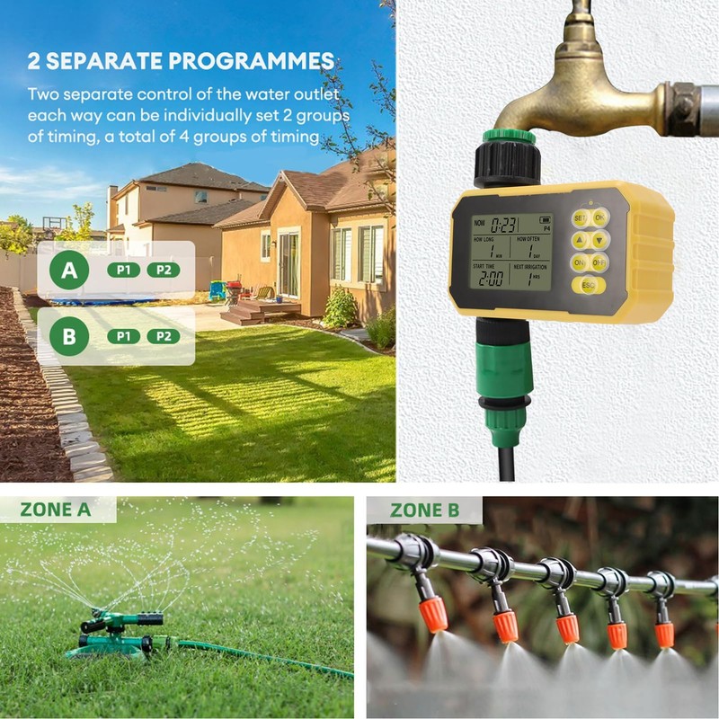 Sprinkler Timer, Smart Water Timer with Adjustable Solar Panel, Type