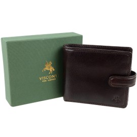 Mens Italian Leather Stylish RFID Protected Tabbed Wallet by Visconti Tuscany Gift Box-Brown