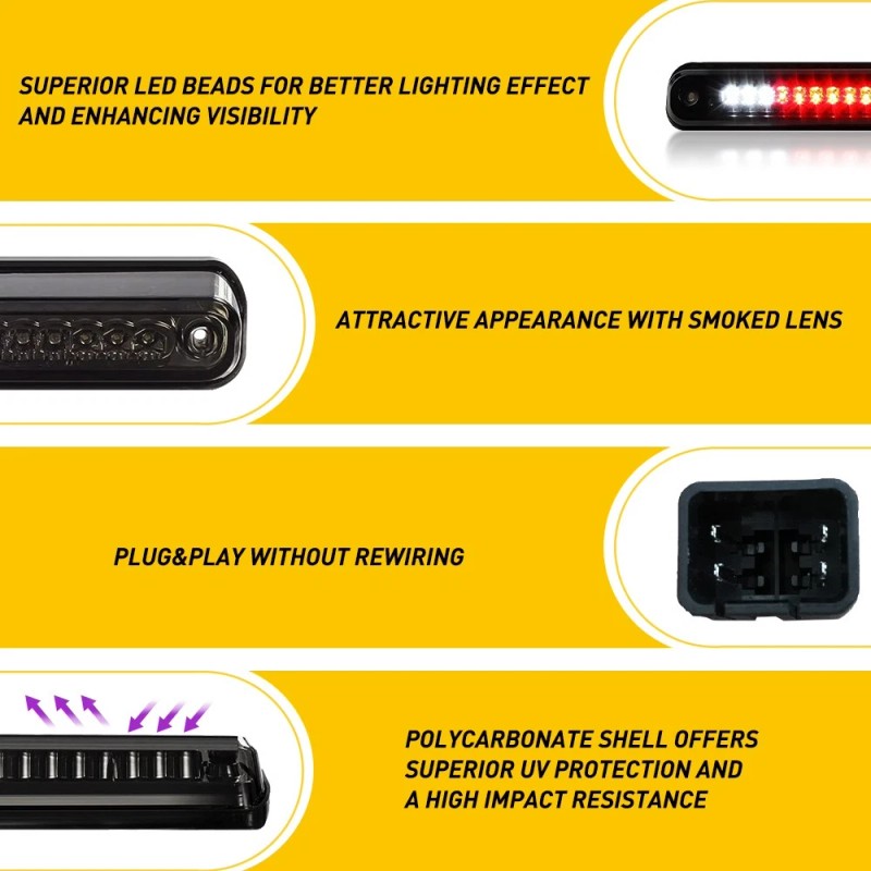 LED Third 3rd Brake Smoke Cargo Stop Light For 88-98