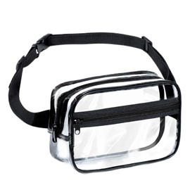 Clear Fanny Pack, Clear Fanny Pack Stadium Approved, Waterproof Cute Clear Fanny Bag Wallet Adjustable Fanny Bag for Men Women Sports Events, Concerts, Music Festivals, Events, Beaches