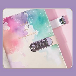cobalt planet Keyed Journal for Girls A5 Size with Dial Lock with Ballpoint Pen Secret Notebook Gift (Marble)