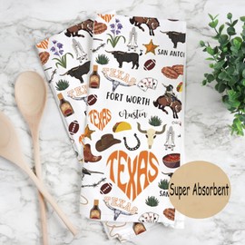 JXGZSO Texas Tea Towel Texas Gift Texas State Trip Lover Gift Souvenir Towel Housewarming Hostess Towel (CA Texas Towel)