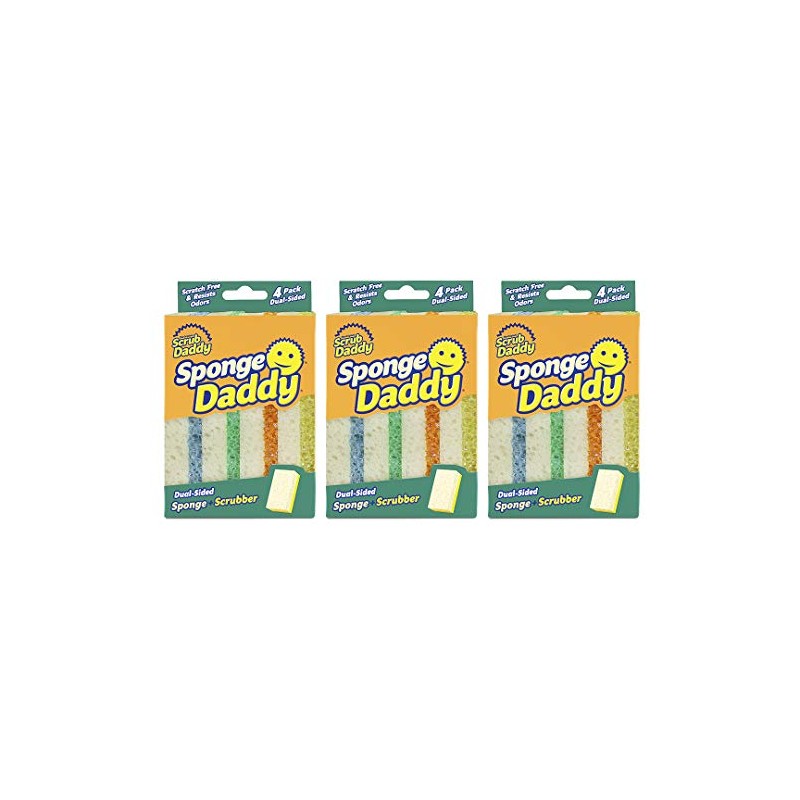 Scrub Daddy Modelo Sponge Daddy Fibra+Esponja 3 Paquetes de 4
