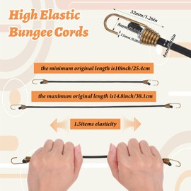 50 Pcs Mini Bungee Cords with Hooks - 10 Inch(Extending to 14.8 Inches) Small Bungee Cord Elastic Straps for Camping, Luggage, Motorcycle, Tarp & Cargo Securing (Black, Heavy Duty)