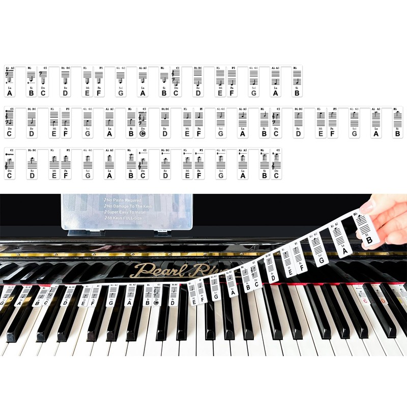 Removable Piano Keyboard Note Labels, Silicone Piano Notes Stickers Guide