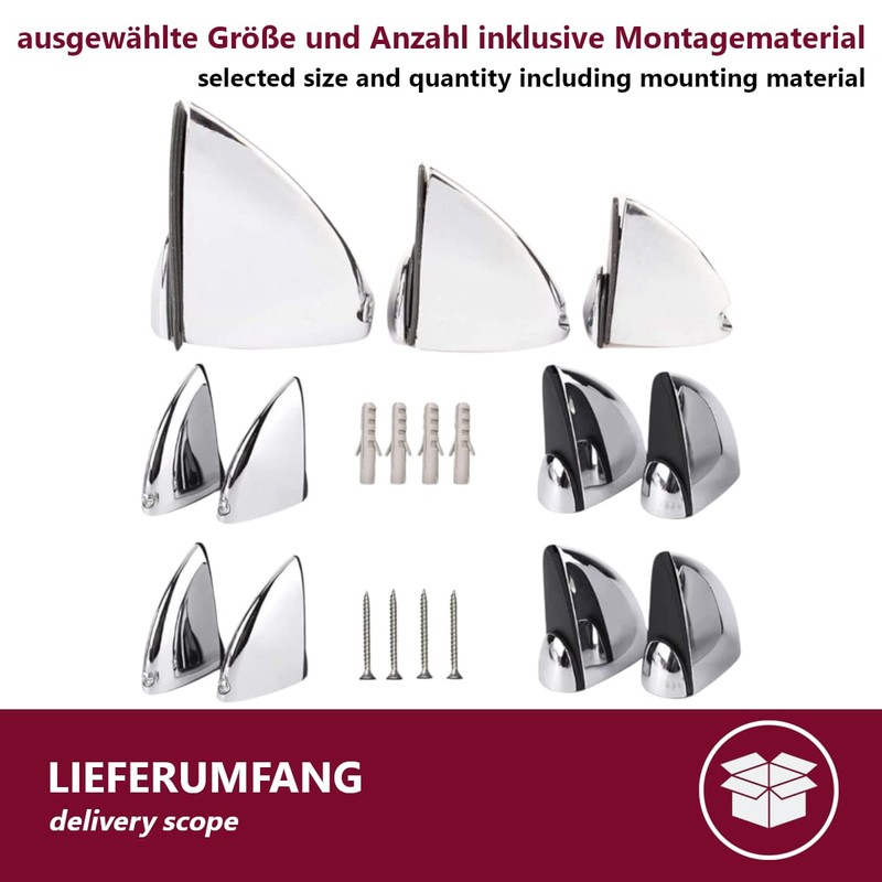 Euro Tische 8 x Shelf Brackets Glass Shelf Support Chrome-Plated