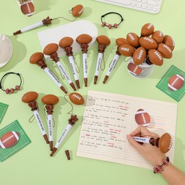 Humyoun 36 Pcs Super Football Bowl Party Favors Set Funny Sport Inspirational Team Gifts Set 12 Ballpoint Pens 12 Adjustable Bracelets 12 Sticky Notes for Sports Birthday Party Gifts Supplies Decors