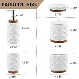 RQYIXI Bathroom Accessories Set 5 Pieces Toothbrush Holder Soap Dispenser Ceramic Bathroom Accessory Set Contain Cotton Swab Jar Toothbrush Cup Soap Dish Tumbler