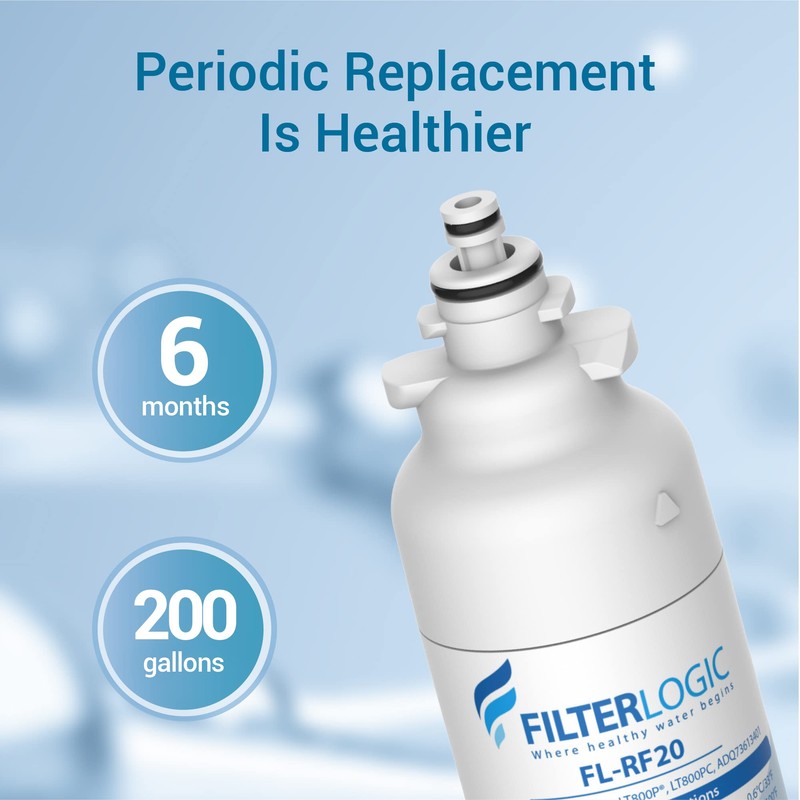 Filterlogic ADQ73613401 Refrigerator Water Filter, Replacement for LG® LT800P®, LT800PC,