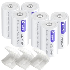 Palogreen 6 Pack Rechargeable D Size Batteries,1.2V 8000mAh NiMH D Cell Low Self Discharge Long Lasting Battery