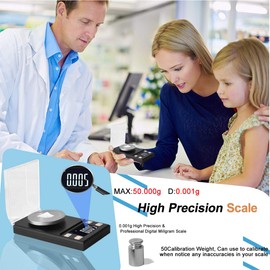 Digital Scales 0.001g/50g, Pocket Scales with LCD Display, Electronic Jewelry Gold Scales with High Precision Scales, Mini Portable Smart Jewelry Milligram Scales