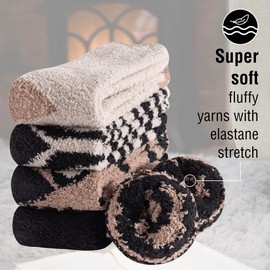 The Essentials Wardrobe 5PK Ladies Cosy Socks - UK 4-8/EU 37-42- Netural/Animal