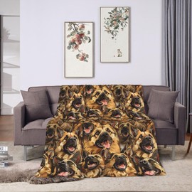 Qycazzw German Shepherd Blanket Gifts for Women Girls Kids Dog Lovers, Puppy Flannel Blankets, Warm Cozy Soft Throw for Bedroom, Camping, Couch, Decor 50x60 in