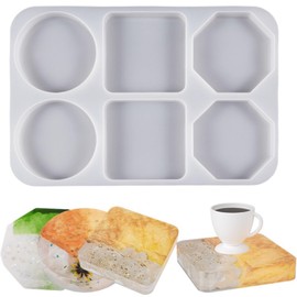 Coaster Resin Molds, 6-Cavity Deep Coaster Molds for Epoxy Resin，Flower Bouquet Preservation，DIY Art Craft(1)