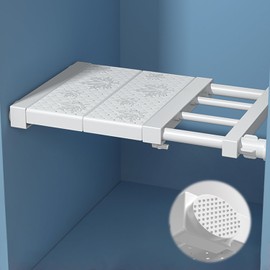 aleawol Tension Shelf, Improved Shape, Strong Telescopic Shelf, Non-Slip, Tension Rod, Shelf, Width 11.8 - 15.7 inches (30 - 40 cm), Depth 9.4 inches (24 cm), Wall Storage, Display Shelf, Strong Load,