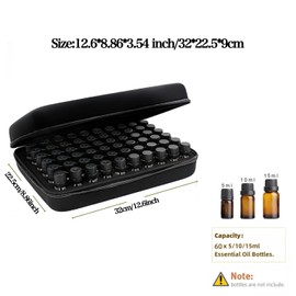 Essential Oils Carrying Case for 60 Bottles, EVA Essential Oil Organizer Bag Shockproof Essential Oils Travel Case No Leakage Can Hold 5ml, 10ml, 15ml Bottles