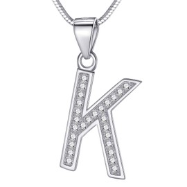 Morella Women's Letter Necklace Necklace and Pendant Letter K - 925 Sterling Silver Rhodium Plated – 45 cm Long
