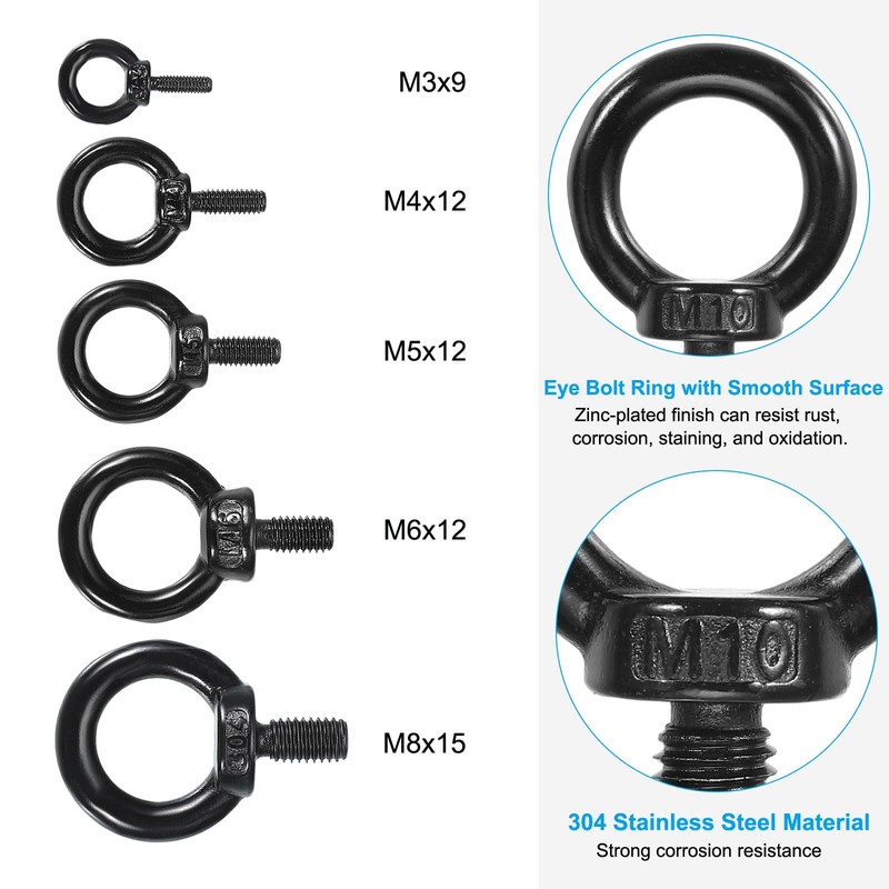 PATIKIL M6x12mm Lifting Shoulder Eye Bolt, 4Pcs 304 Stainless Steel