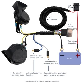 FARBIN 12V Car Horn Loud Electric Air Horn Kit for Truck Motorcycle with Relay Harness