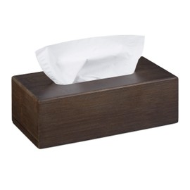 Relaxdays Bamboo Tissue Box with Sliding Base, Tissue Box for Tissues, HBT: 7.5 x 24 x 12 cm, Dark Brown