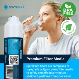 SpiroPure Inline Sediment Water Filter with 1/4" Quick-Connect, 2" x 10" (1 Pack)