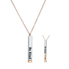 Be Kind Of A B Necklaces For Women Hidden Message Necklace Best Friends Sorority Sisters Inspirational Bar Necklace Stainless Steel Friendship Gift Jewelry (Style2, Rose Gold)