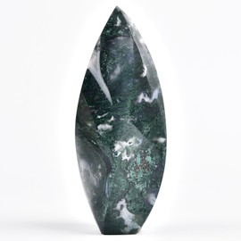 JIC Gem Natural Moss Agate Crystal Tower Spiral 4 Sides Healing Crystals Stone Point Energy Gemstone Home Decor 0.6-1.1 Lbs