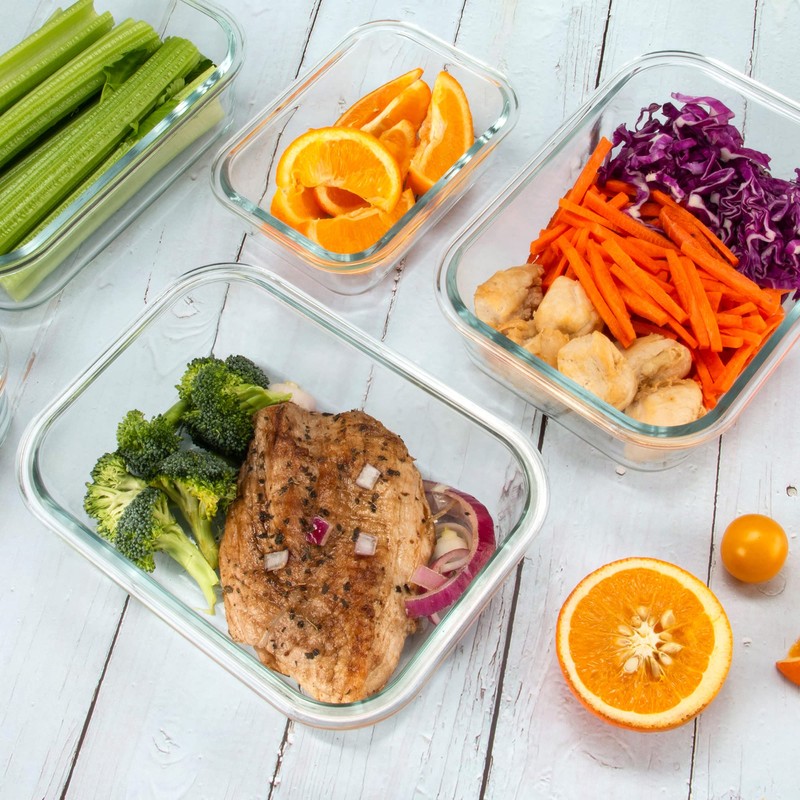 FAWLES 12 Pack Glass Storage Containers with Lids, Leak-Proof Meal