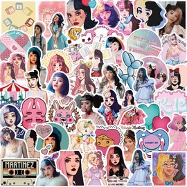50pcs Melanie Martinez stickers, American Women Singer Star Super Idol Stickers Packs for Notebook Water Bottle Car Skateboard, Aesthetic Vinyl Female Singer MM Decals for Fans Teens Girls