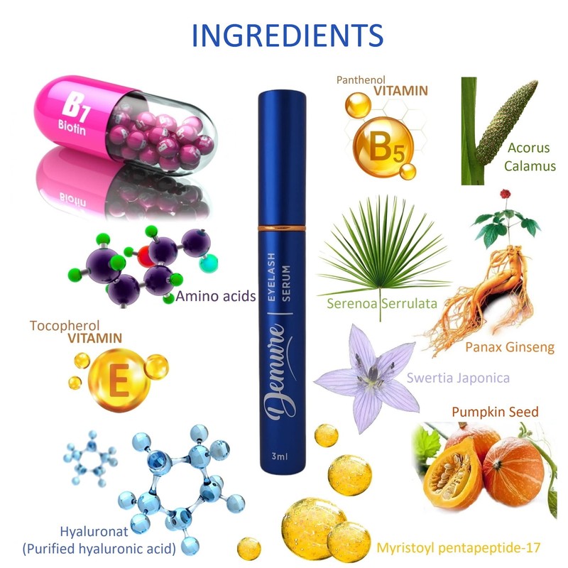 Demure Eyelash Serum, Eyebrow Serum, Lashes Eyelash Serum for Eyelash