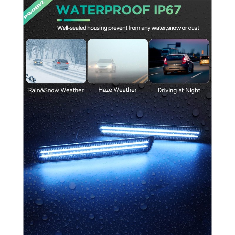 PWOBVZ Blue LED Side Marker Lights for Dodge Challenger 2015-2023,