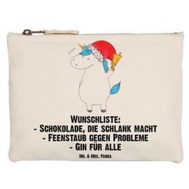 Mr. & Mrs. Panda Unicorn Santa Claus Make-Up Bag, White, Hand Drawn