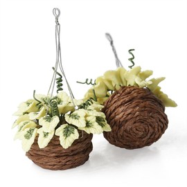 Odoria 1/12 Scale Miniature Hanging Basket Miniatures Potted Plants Dollhouse Decoration Accessories Doll House Accessory, 2Pcs Light Green