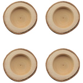 LQ Industrial 4PCS 6x2.5cm Wood Tea Light Candle Holders Log Candle Holder Vintage European Candle Holder for Wedding Table Centrepieces and Bedside Table Lamp