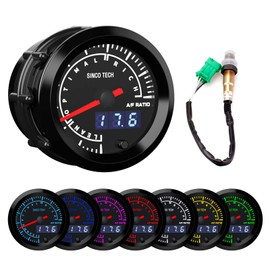 SINCO TECH 52mm Afr Gauge Car Meter Digital Display Pointer 7 Colors Backlight 12V Universal with Narrow Oxygen Kit…… (A/F Meter)