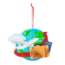 Kurt S Adler Globe Travel Theme 3 Inch Multi-Colored Resin Ornament