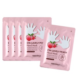 TONYMOLY I'm Lovely Peach, Hand Mask for Dry Skin, Hydrating, Moisturizing Plum, Peach, Honeysuckle Extract, 5pk