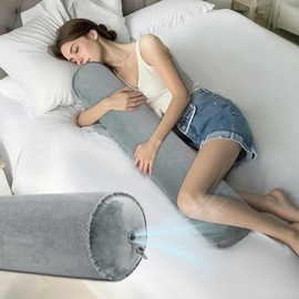 ONTYZZ Body Pillow Inflatable Long Pillow Adults Children Bolster Round Pillow for Hugging Sleeping Back Neck Support Side Sleeper Cuddle Pillow