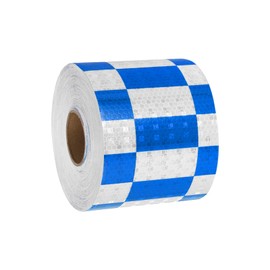 MECCANIXITY Reflective Tape, 4 Inch x 82 ft Self-Adhesive Trailer Reflector Tape Warning Safety Sticker Night Reflectors for Cars Trucks, Blue White