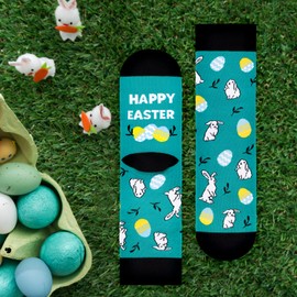 Happy Easter Socks for Men Teenage Boys Son - Funny Easter Eggs Bunny Rabbit Animals Sock Gifts for Adults Dad Brother - Novelty Fun Funky Birthday Christmas Gift Ideas Party Bag Stocking Fillers