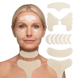 Set de 11 Parches Antiarrugas de Silicona Reutilizables | Tratamiento Nocturno con Efecto Lifting para Rostro, Frente, Ojos, Cuello y Escote | Parches Faciales.