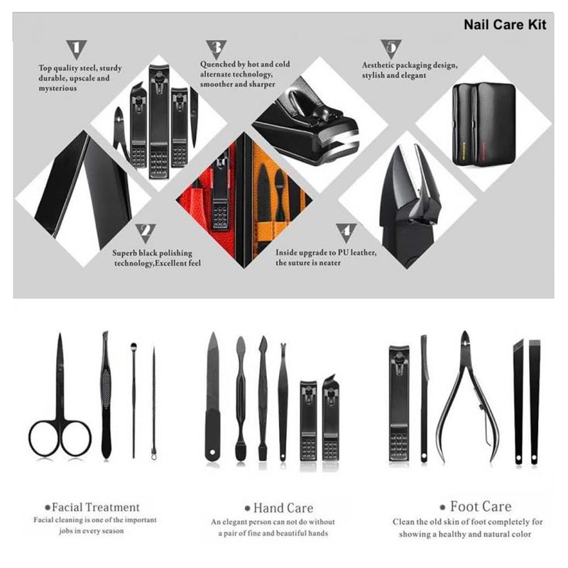 Groomarang 15 Piece Manicure Set for Men Stainless Steel Nail