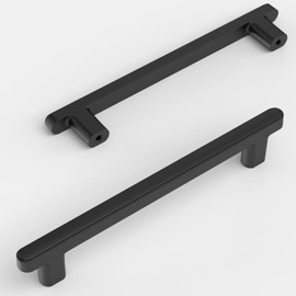 Amerdeco 10 Pack Matte Black Cabinet Pulls 5 Inch(128mm) Hole Center Drawer Pulls Cabinet Hardware Kitchen Cabinet Handles for Bathroom Dresser Pulls ZH0065